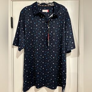 Ben Hogan NEW Multi Golf Conversational Polo Black Blue Mens L Moisture Wicking